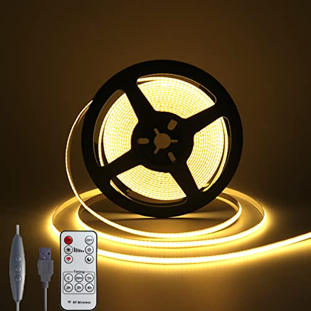 Wisada COB LED Strip 5 m, stmívatelný USB 5 V 320 LED m Flexibilní LED pásek teplá bílá COB Není vodotěsný LED TV Podsvícení Ván